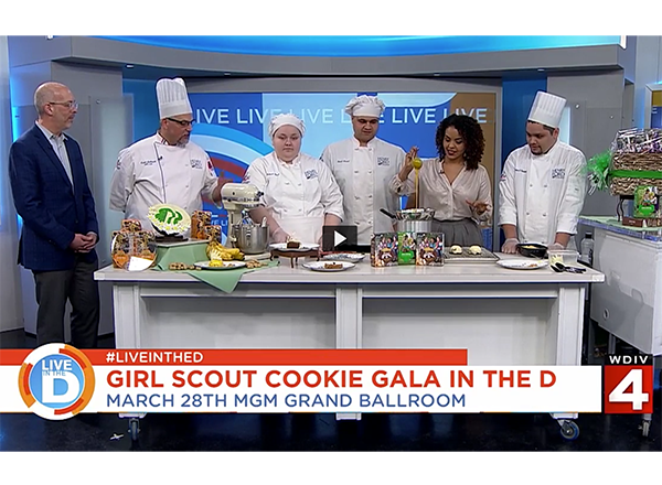Six people behind a cooking table, WDIV Local 4 Studios