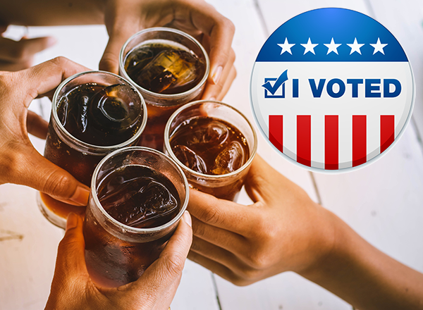 Soft drinks and I voted sticker