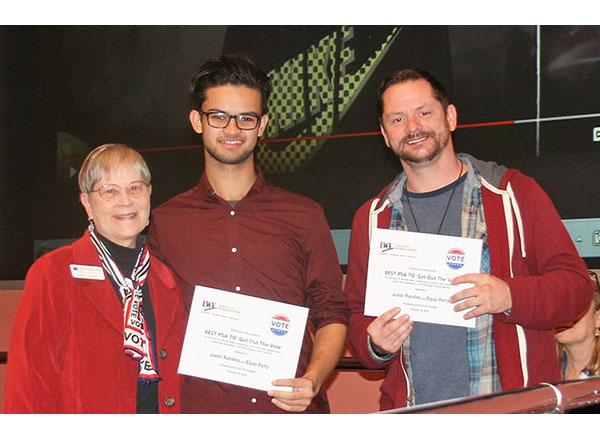 Betsy Cushman with HFC students Elyas Perry and Justin Randles 