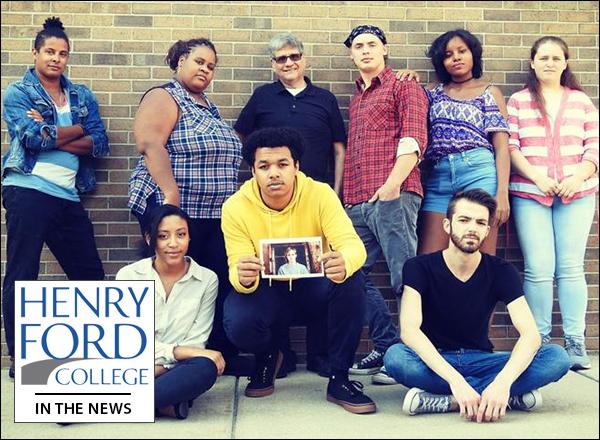 Group of HFC students, one holding a photo of Matthew Shepard