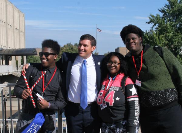 Russ Kavalhuna and three students from Ecorse High School