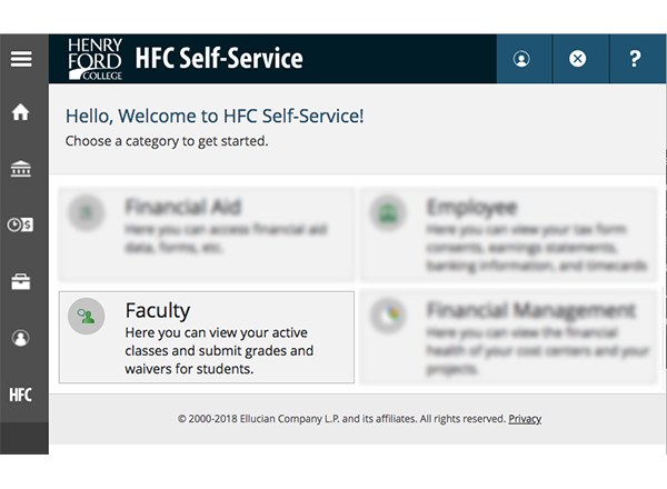 Screenshot of self-service