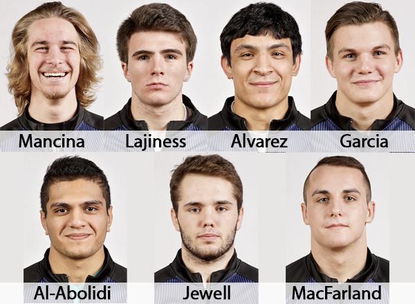 Photos of seven wrestlers