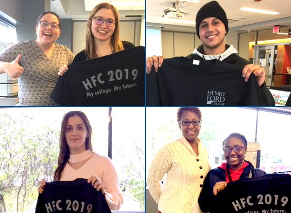 Four photos of students with advisors