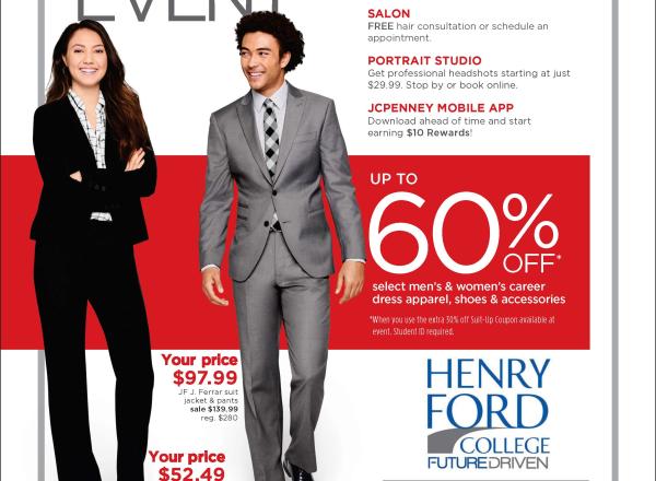 Ad for Suit-Up event featuring a well-dressed man and woman