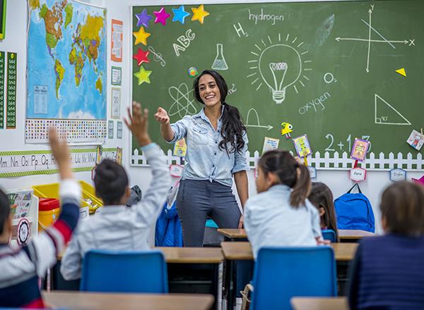 Teacher and kids in a classroom