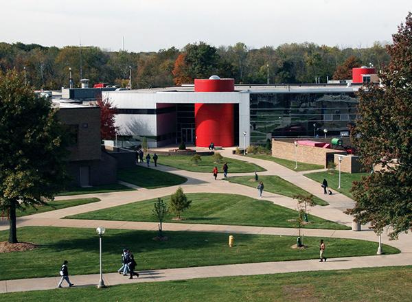 Students walking on campus