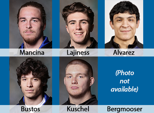 Head shots of wrestlers with names