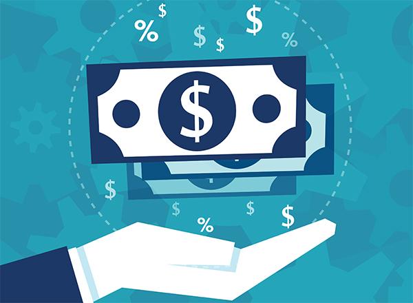 Drawing of a hand with money