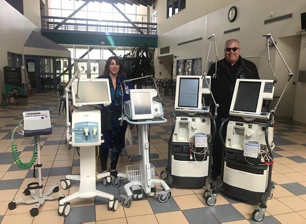 The Henry Ford College ventilators being prepared on campus for shipping to Henry Ford Health System.