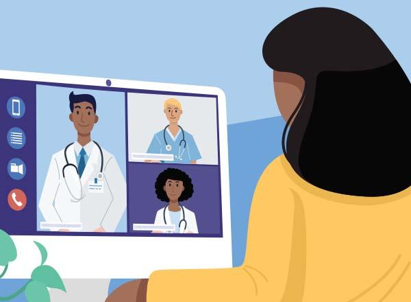 Student joining virtual nursing fair meeting