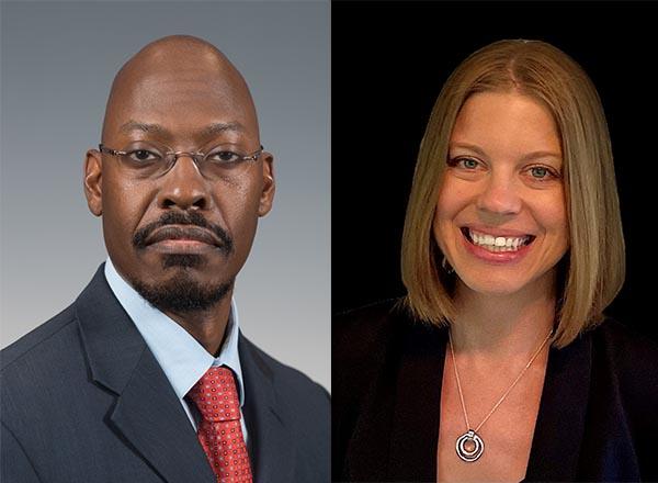 Headshots of Chardin Claybourne and Lori Gonko.