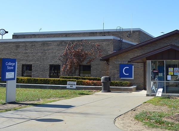 An image of HFC's College Store exterior. 