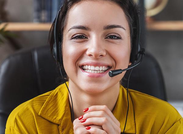 Smiling customer service representative