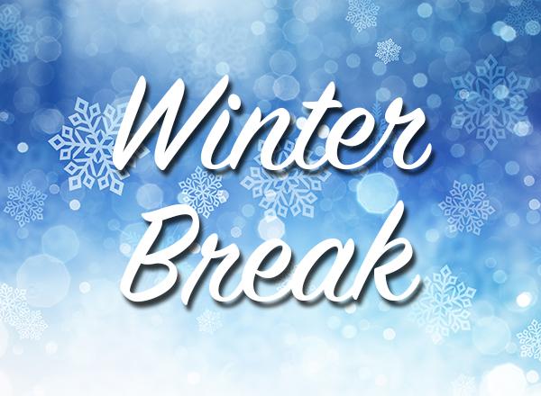 Winter scene with "winter break" overlaid