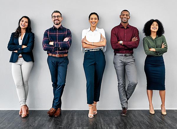 A group of diverse young professionals.