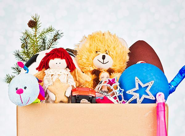 Box with festive toys