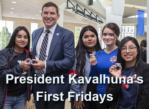 Image of President Kavalhuna with students