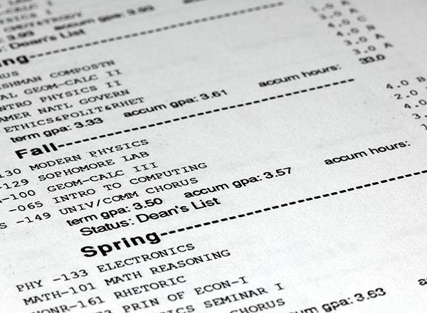 screenshot of a transcript