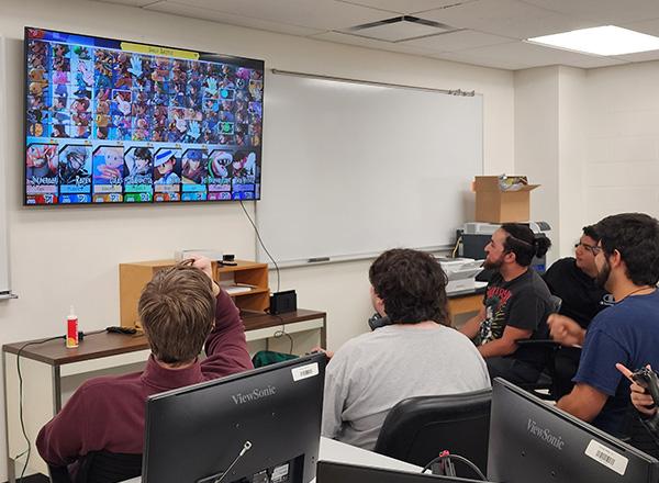 Students playing a video game