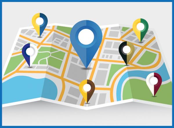 A map with markers for each transfer college.