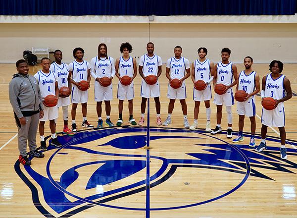 Hawks Basketball team on court