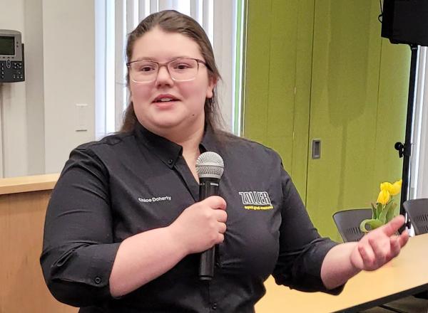 Chloe Doherty speaking