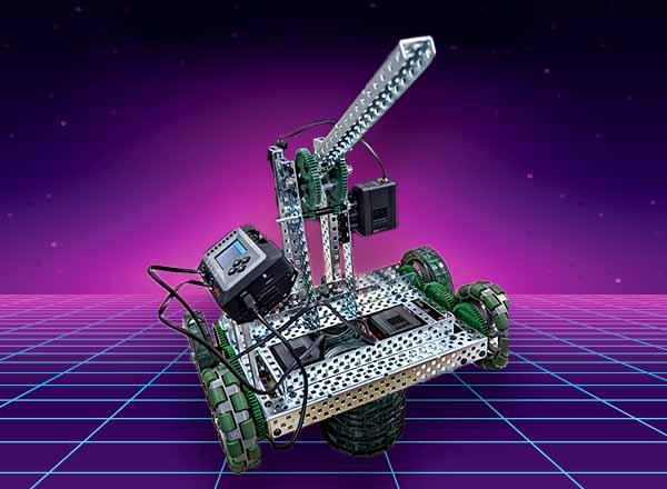 HFC Engineering Club battle bot on a futuristic background.