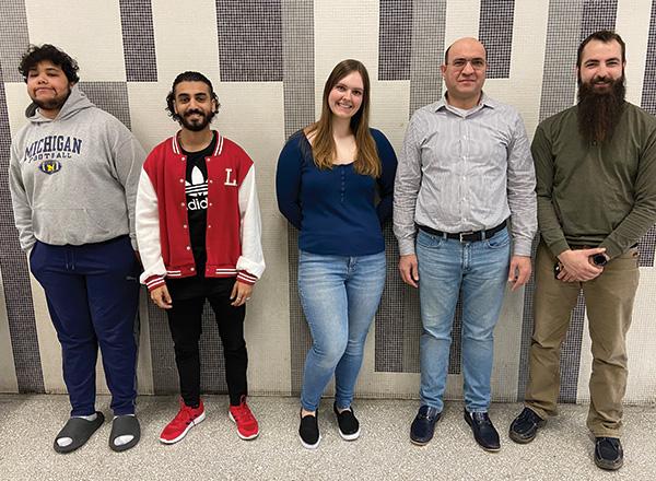 Photo of Soliman Touelh, Hasan Termos, Alayna Kondraciuk, Dr. Hassan Mohseni Nameghi, and Bryant Bagnall.