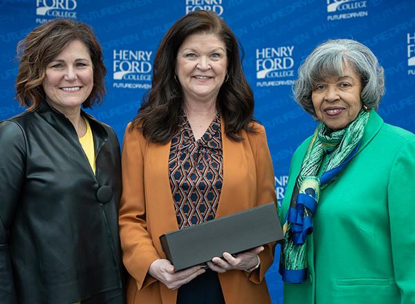 From left to right: Dr. Cyndi Scheuer, Women's Recognition Luncheon speaker/Brazell winner Kristine Donahue, and Dr. Brenda Hildreth.