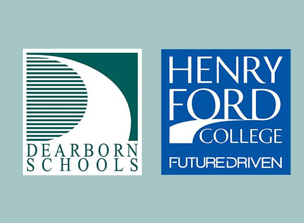 Dearborn Public Schools and Henry Ford College logos side-by-side.