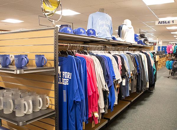 College Store merchandise displayed.
