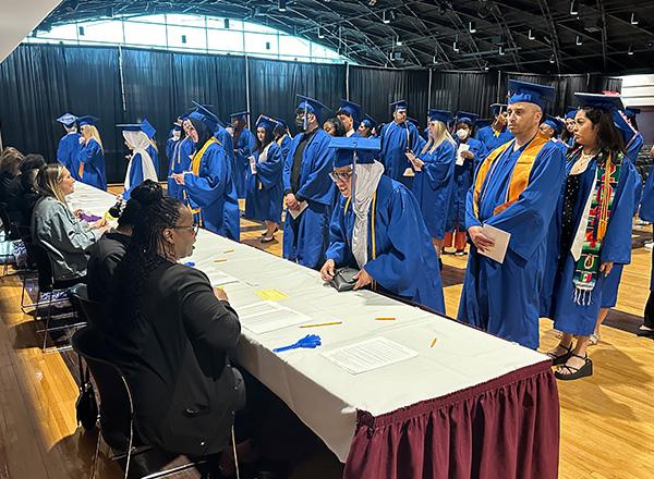 Students checking in for commencement.