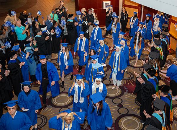 Procession of graduates to the ceremony.