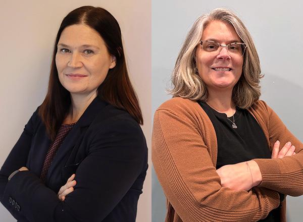 Left to right: Bridget Smith-Botos and Tracie Varitek, back to back with arms crossed.