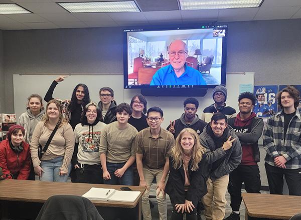 Media Communication Arts class and Bruche Joel Rubin on Zoom call.