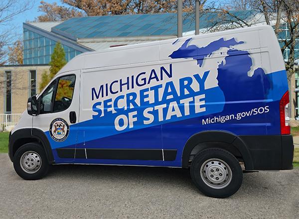 The Michigan Secretary of State (SOS) mobile office.