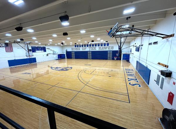 Photo of HFC Athletic Memorial in the Gymnasium taken from the upper right balcony