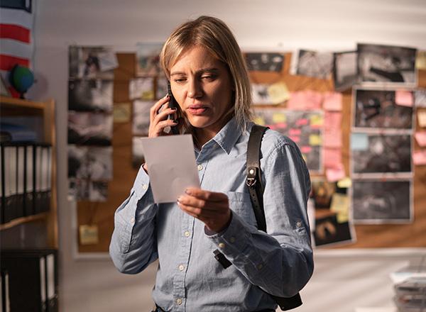 FBI agent checking info. 