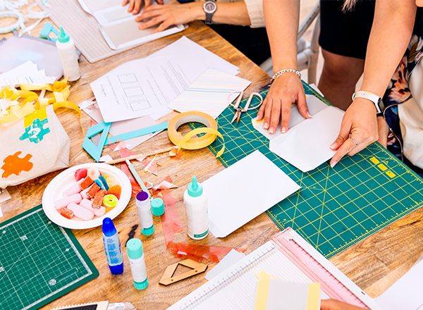 Crafting table with supplies