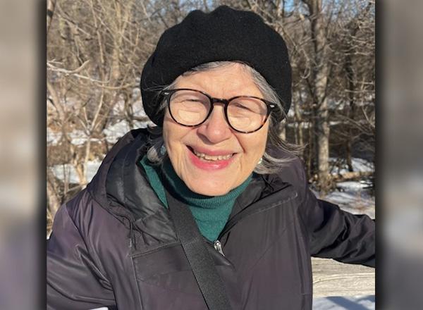 Geraldine Grunow outside on a winter's day. 