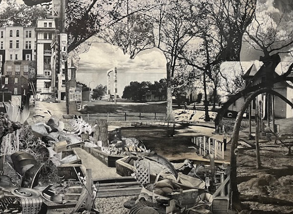 A collage of buildings and structures by J. Stezinski.