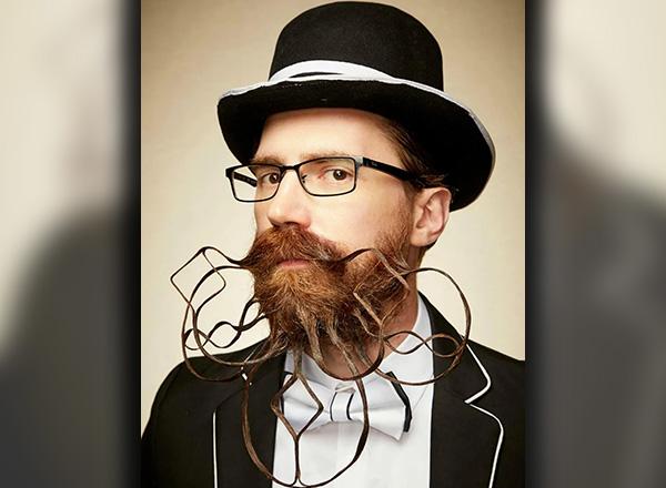 Danny Lawlor with styled mustache and beard. 