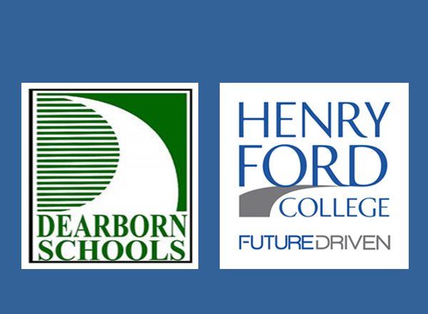Dearborn schools logo next to HFC FutureDriven logo