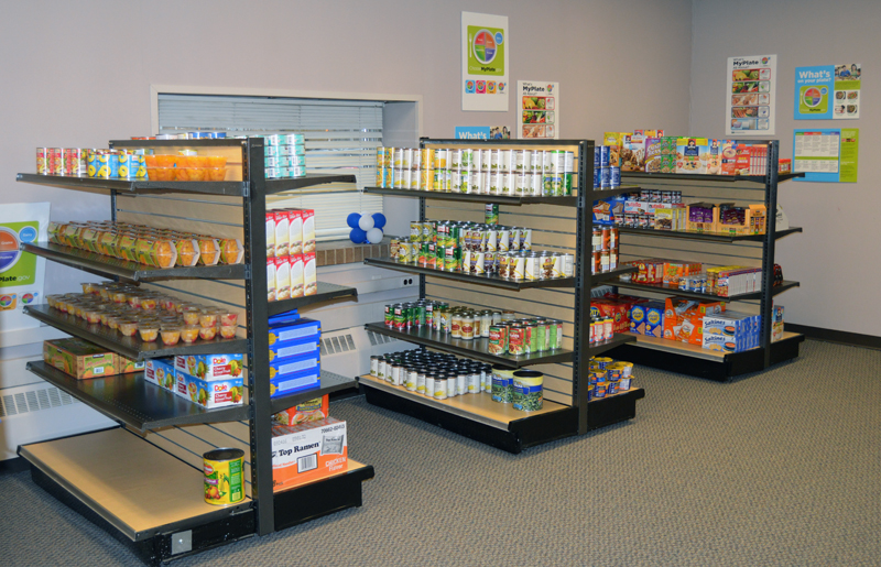 The Hawks' Nest is set up like a grocery store and provides food for needy students. 