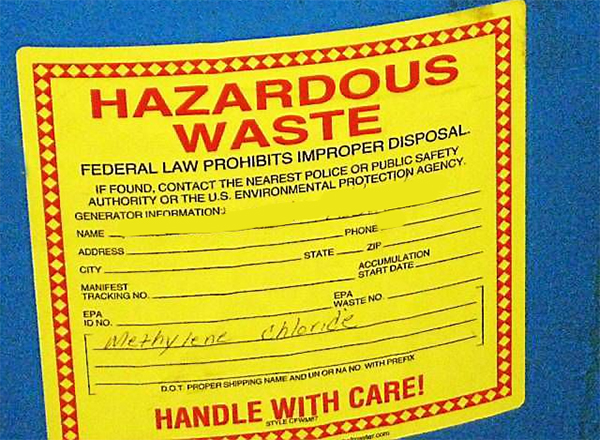 Hazardous waste sticker