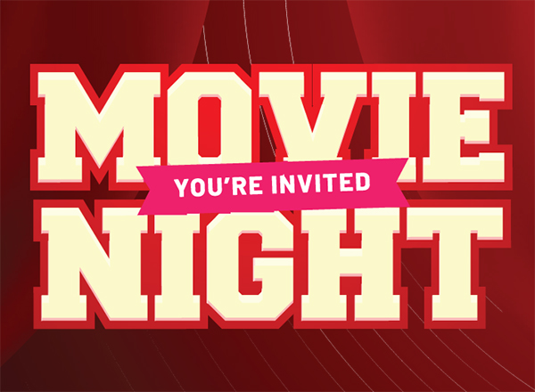 Movie Night, you're invited - large letters